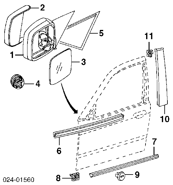 Wspornik mocowania lusterka wstecznego prawy do BMW 3 (E36)