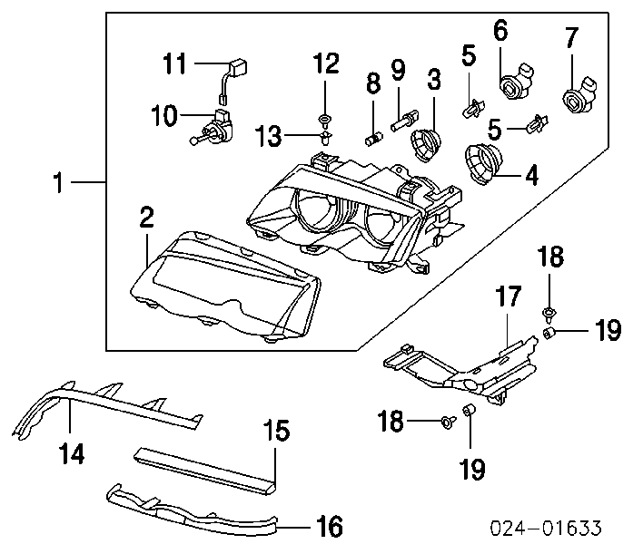 Uszczelniacz lewej lampy przedniej do BMW 3 (E46)