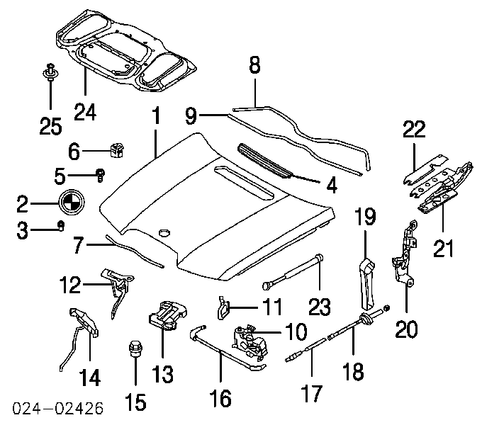 Linka otwierania maski tylna 51237197474 BMW