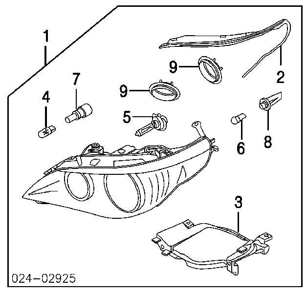 Uszczelniacz prawej lampy przedniej do BMW 5 (E60)