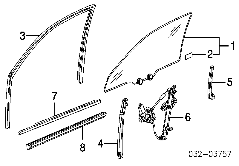 Mechanizm podnoszenia szyby drzwi przednich prawych Honda Accord 7 (CL, CM)