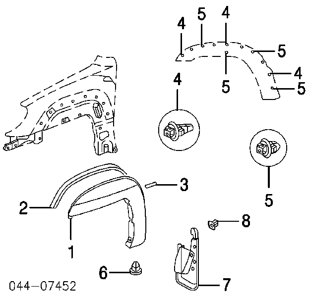 7539635020 Toyota spinka mocowania nakładek progów