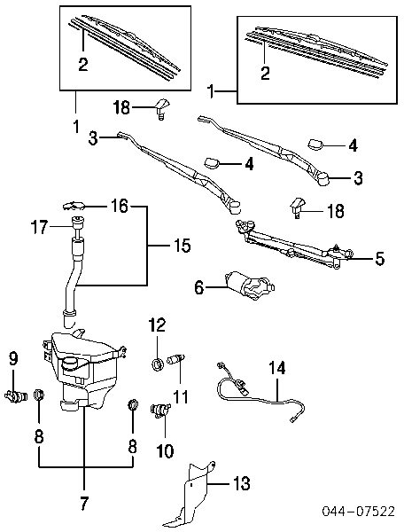 Pompka spryskiwacza szyby tylnej Toyota RAV4 2 (XA2)