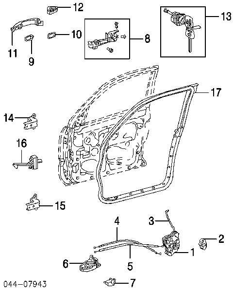 Klamka drzwi przednich zewnętrzna Toyota Land Cruiser PRADO ASIA (J12)