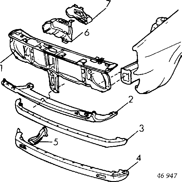 Osłona chłodnicy kompletna (panel mocowania reflektorów) do Volkswagen Golf II 19E, 1G1