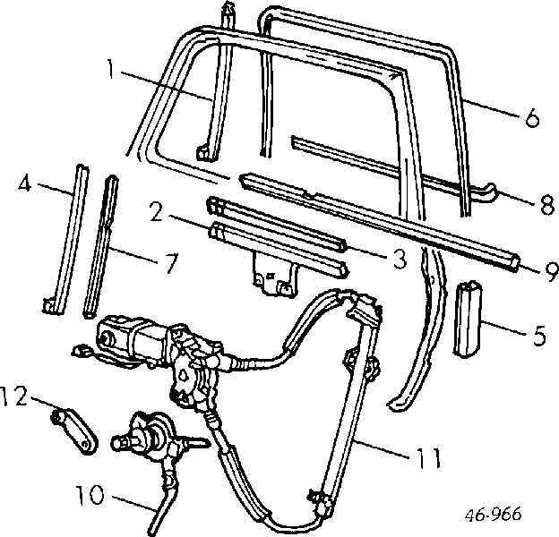 191959801A VAG mechanizm podnoszenia szyby drzwi przednich prawych