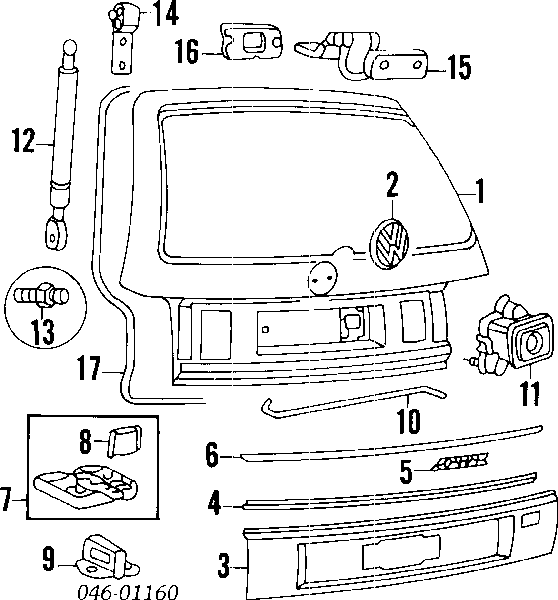 333827505B VAG Zamek klapy bagażnika (3/5 drzwi tylnych)