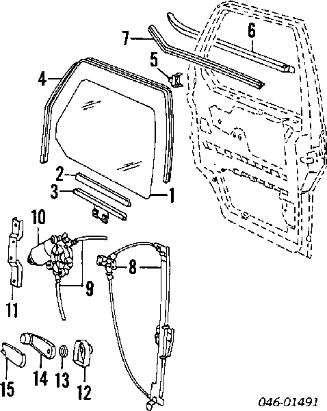 Mechanizm podnoszenia szyby drzwi przednich prawych Volkswagen Transporter T4 (70XB, 70XC, 7DB, 7DW)