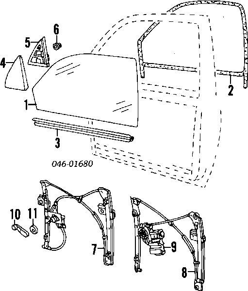 Mechanizm podnoszenia szyby drzwi przednich prawych Volkswagen Vento (1HX0)