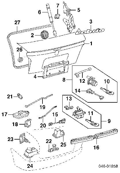  Zamek klapy bagażnika (3/5 drzwi tylnych) Volkswagen Golf 3