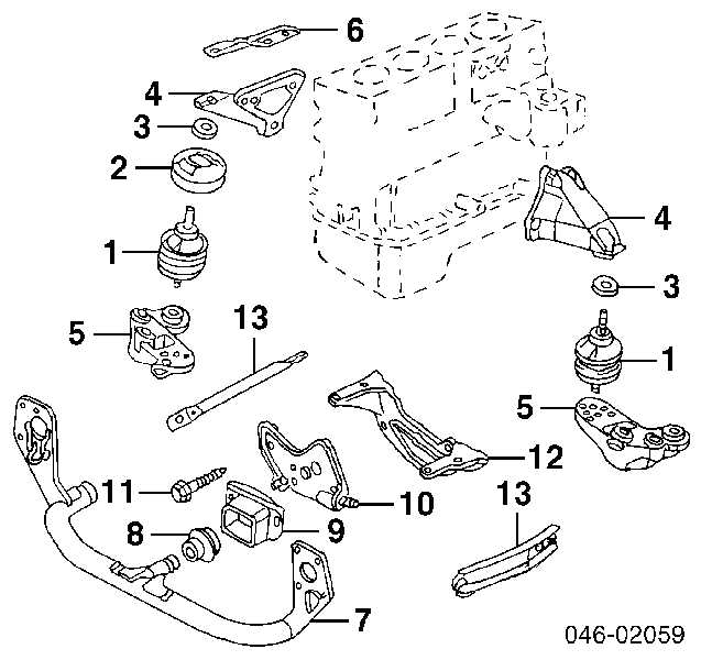 Wspornik lewej poduszki (podpory) silnika Audi A4 B5 (8D2)