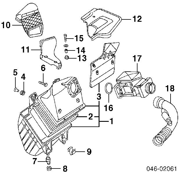 Wlot powietrza do filtra powietrza Audi A4 B5 (8D2)