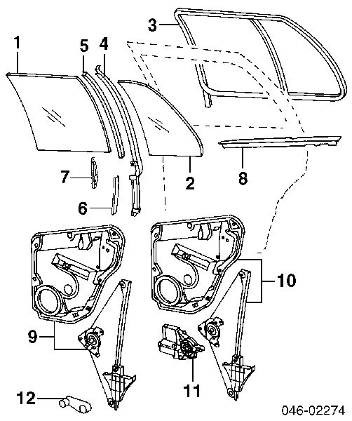 Mechanizm podnoszenia szyby drzwi tylnych prawych Volkswagen Bora (1J6)