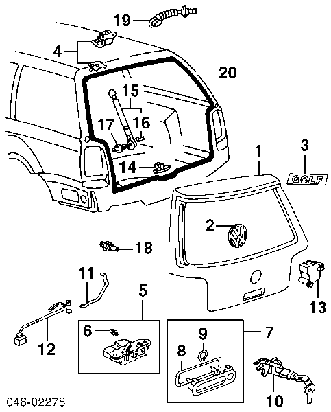 Zaczep zamka drzwi tylnych (bagażnika 3/5) 1T0827517A VAG