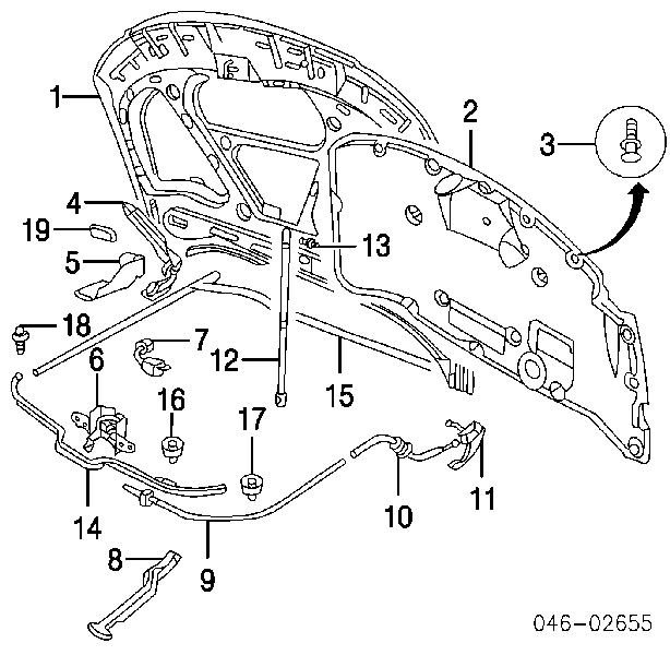 Zamek maski 3B0823509AB VAG