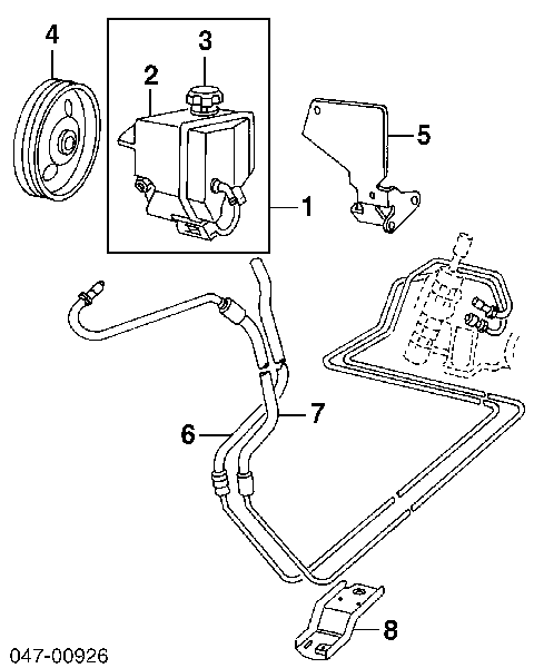 Do koszyka Przewód hydraulicznego układu wspomagania wysokiego ciśnienia, od pompy do maglownicy (mechanizmu) Volvo S70  LS, LT