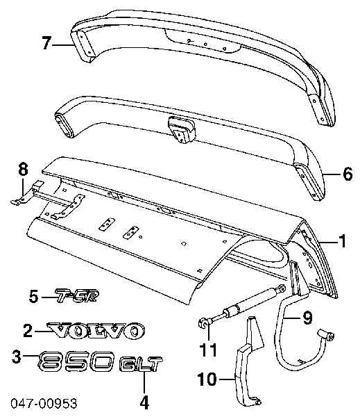 Amortyzator klapy bagażnika (3/5 drzwi-tylnych) Volvo S70 (LS, LT)