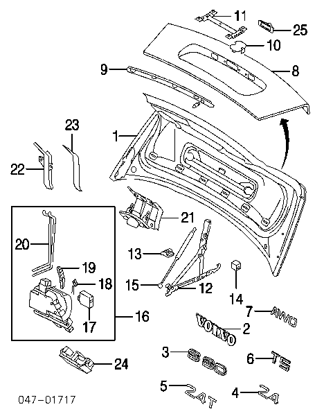 Amortyzator bagażnika Volvo S60