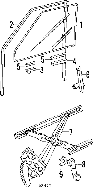 Mechanizm podnoszenia szyby drzwi przednich lewych do Mitsubishi L 200 II K4T