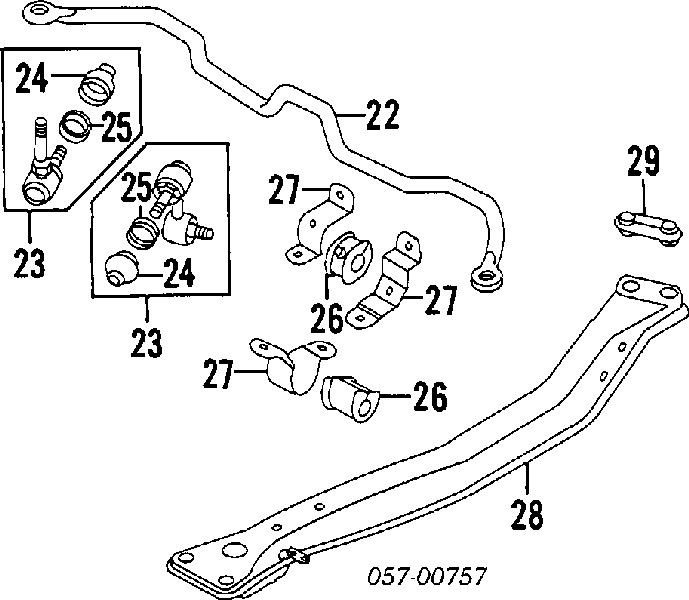 Tuleja stabilizatora przedniego MB672225 Mitsubishi