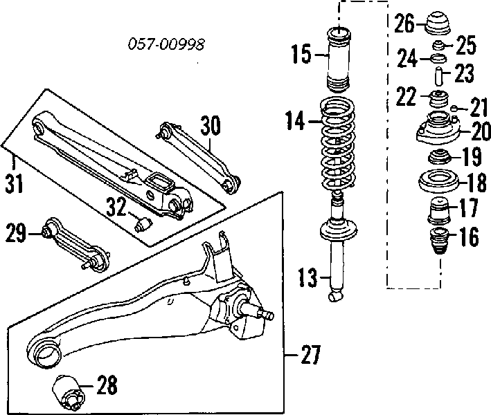 Pierścień gumowy sprężyny tylnej górny 41513018 AND