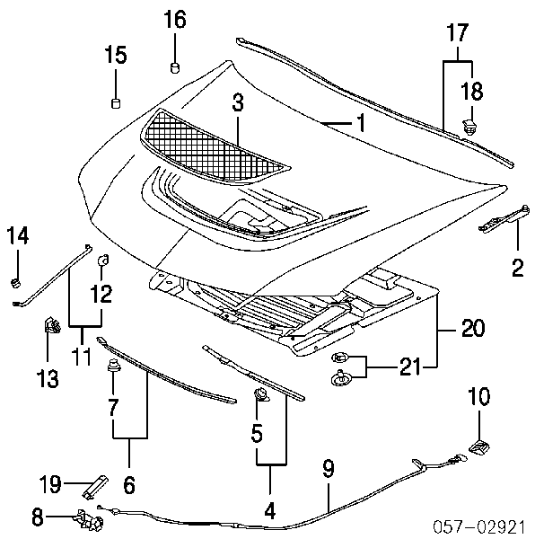 Spinka podpory maski Mitsubishi Colt 6 (Z3A)