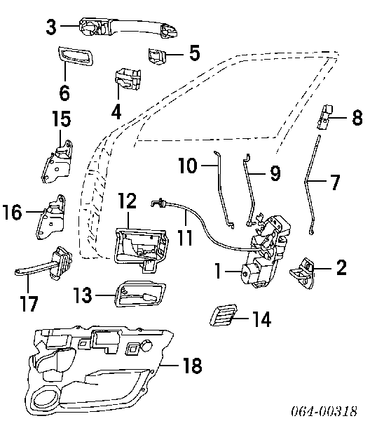 Zamek drzwi przednich lewych do Land Rover Range Rover II LP, P38A