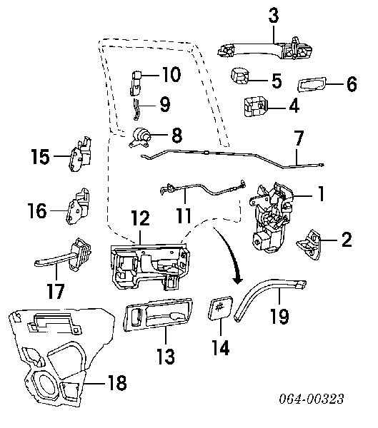 Klamka drzwi tylnych zewnętrzna lewa Land Rover Range Rover 2 (LP, P38A)