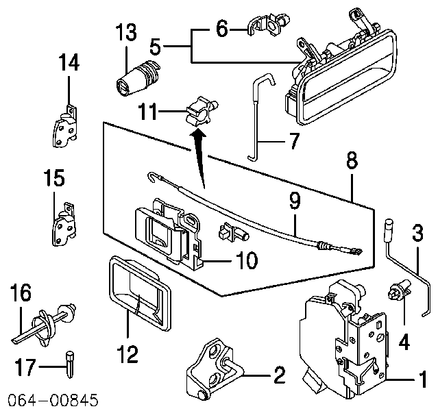 ALR9786 Land Rover Zamek drzwi tylnych prawych