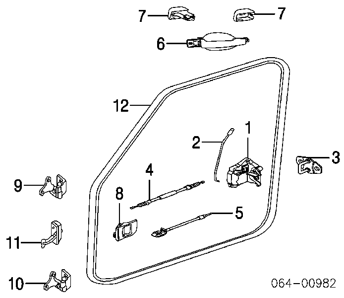 FQJ500380 Land Rover zamek drzwi przednich prawych