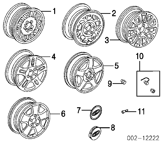 Nakrętka koła 6L2Z1012BA Ford