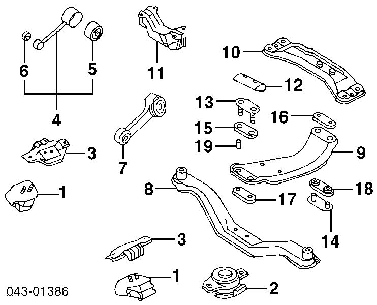 Poduszka (podpora) silnika tylna Subaru Impreza 1 (GC)