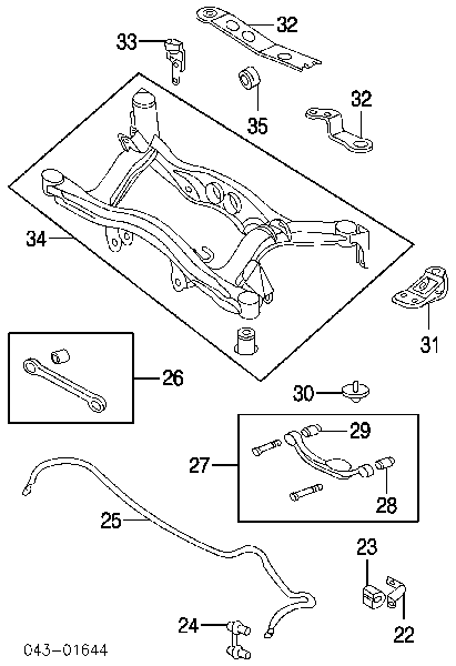 Silentblock wahacza tylnego górnego Subaru 20254AE020 cena, od 8,76 USD