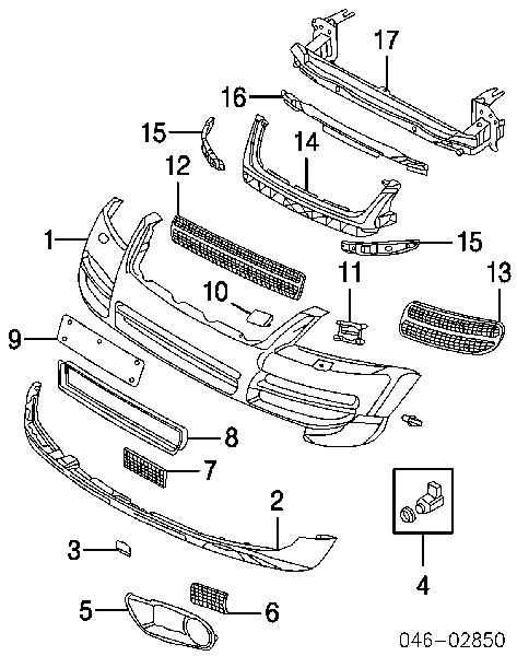 Zaślepka (kratka) lamp przeciwmgielnych zderzaka przedniego prawa Volkswagen Touareg 1 (7LA, 7L6, 7L7)