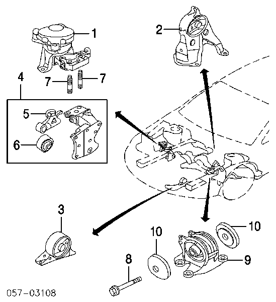 Poduszka (podpora) silnika tylna MR234837 Mitsubishi