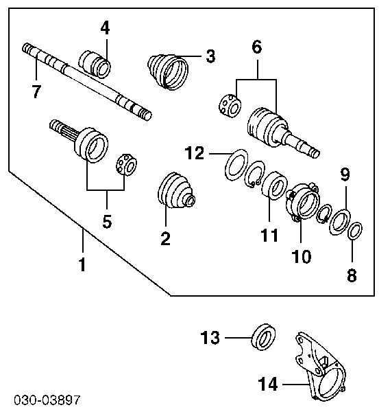 391012Y070 Nissan przegub homokinetyczny przedni zewnętrzny