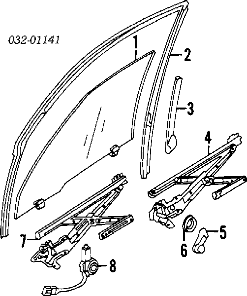 Mechanizm podnoszenia szyby drzwi przednich prawych do Honda Civic V EG, EH