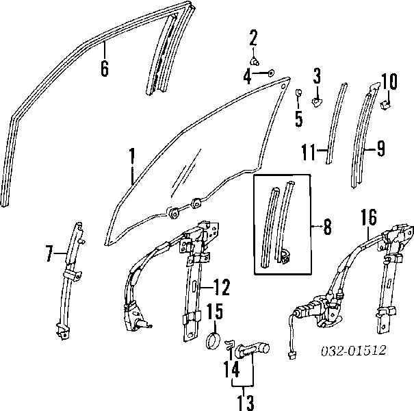 Mechanizm podnoszenia szyby drzwi przednich prawych do Honda Accord V CE, CF