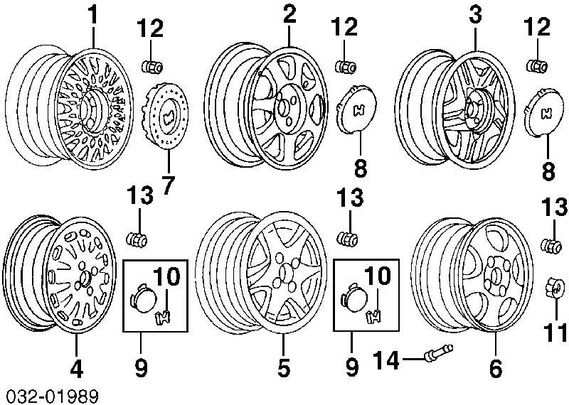 Nakrętka koła Honda Civic VI sedana (EJ9, EK3/4) (1995 - 2001) cena, od 1,74 USD
