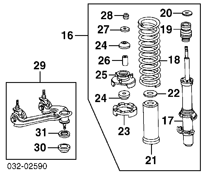 Amortyzator przedni lewy Honda Shuttle I minivan (RA1, RA5) (1994 - 1999) cena, od 82,11 USD