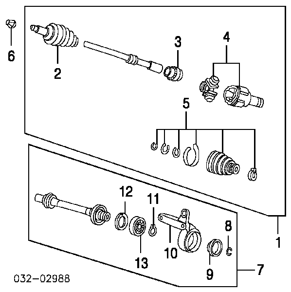 Półoś napędowa przednia lewa Honda CR-V (RD)