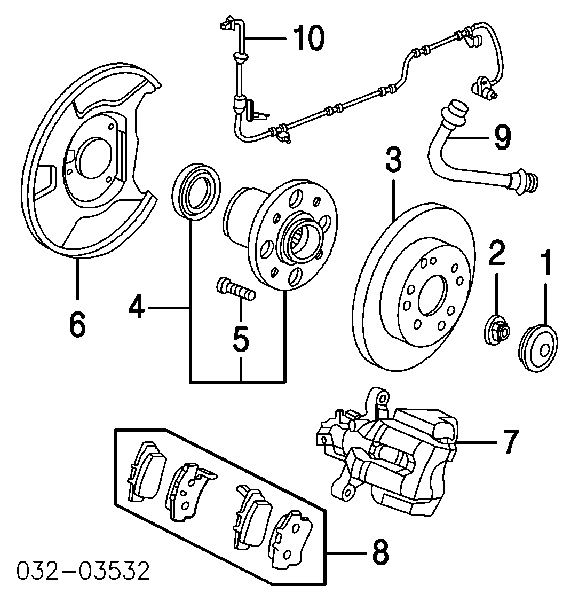 Zacisk hamulcowy tylny lewy Honda Civic 7 (EN2, ES9)