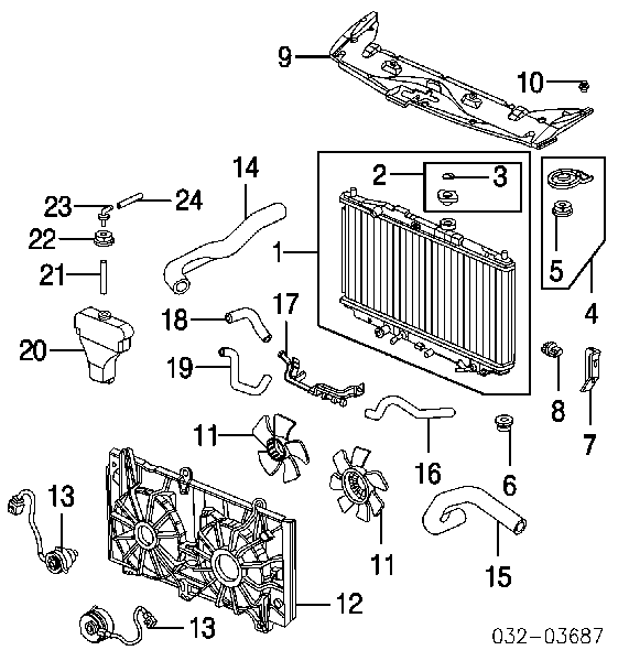 Poduszka mocowania chłodnicy górna Rover 600 (RH)