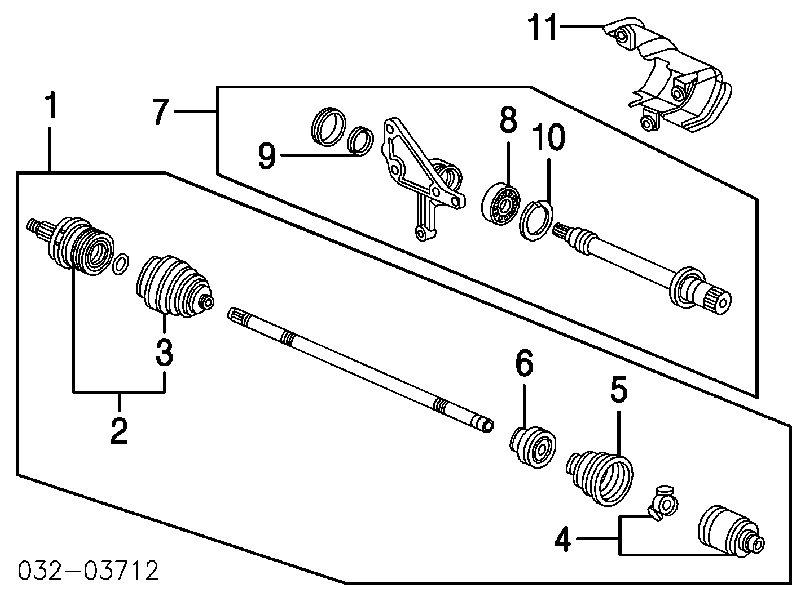 44310S3X900 Honda Przegub homokinetyczny wewnętrzny przedni lewy