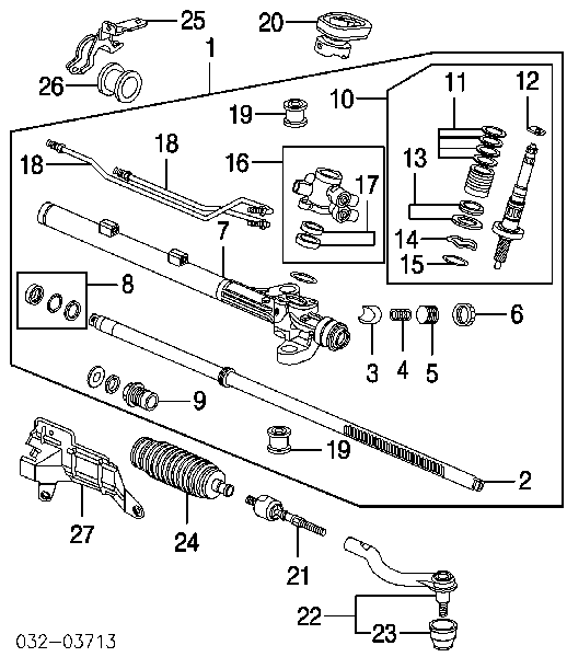 Zestaw naprawczy maglownicy (mechanizmu) (zestaw uszczelniaczy) Honda Accord 6 (CG)