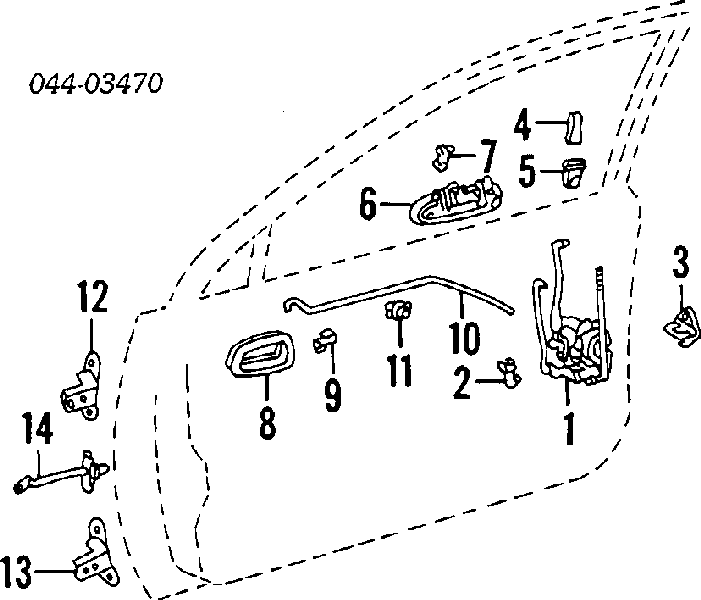 6873012110 Toyota Zawias drzwi przednich lewych