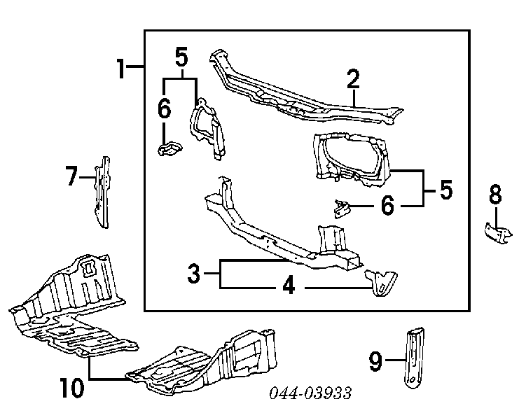 Do koszyka Osłona chłodnicy kompletna (panel mocowania reflektorów) Toyota Corolla  