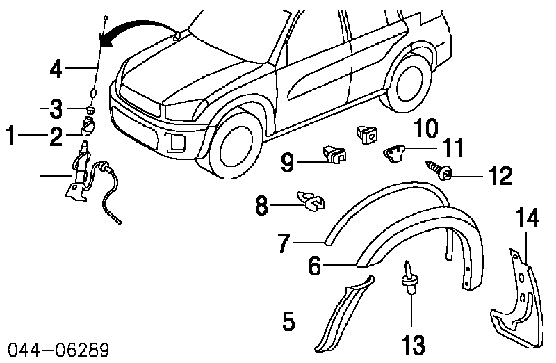 Chlapacz przedni lewy Toyota RAV4 2 (XA2)