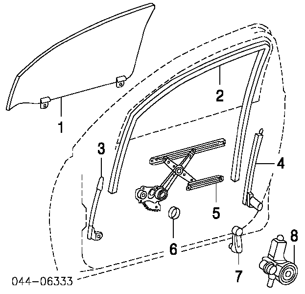 6810142090 Toyota szyba drzwi prawych przednich