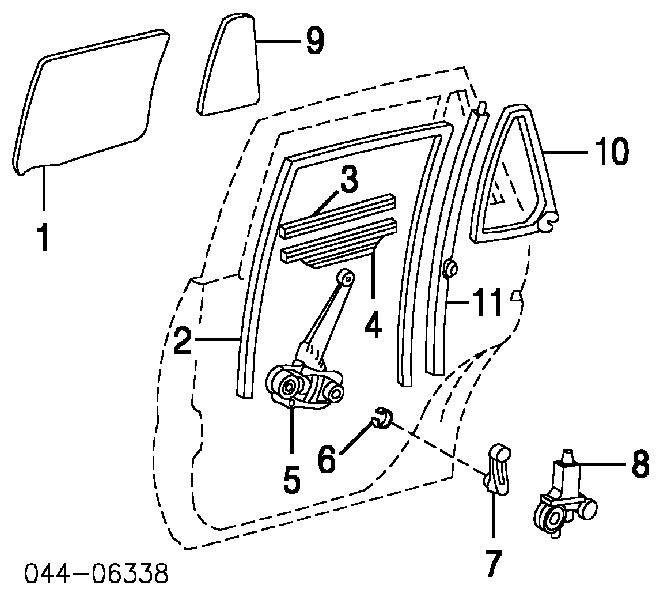 Mechanizm podnoszenia szyby drzwi tylnych prawych Toyota RAV4 2 (XA2)